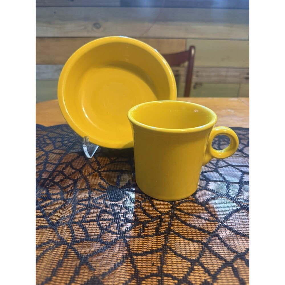 Fiesta Marigold or Daffodil Coffee Mug and Bowl Yellow Fiesta Ware